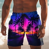 voordelige Tropische planten en bloemen-Voor heren Kokosnootboom Natuur &amp; Landschappen Tropische planten Lange zwembroeken Zwemshorts Boardshorts Medium Taille Hawaii Strandvakantie Zijzakken Mesh voering Elastische tailleband met trekkoord