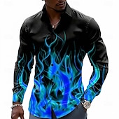 abordables Patrón 3D-Hombre de impresión en 3D Fuego Resplandor de neón Camisa Abotonar la camisa Camisa de vestir informal Manga Larga Moda informal Ropa de calle Vacaciones Primavera Otoño Cuello Vuelto Impresión 3D
