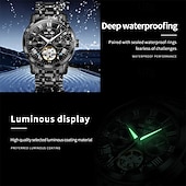 levne Mechanické hodinky-Nové pánské business hodinky značky Olevs s luminiscenčním displejem, věčným kalendářem a týdenním zobrazením. Plně mechanické hodinky s dutým rotorem pro běžné nošení, voděodolné, vhodné pro sport.