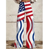  250ή Επέτειος ΗΠΑ Ρετρό / Βίντατζ Δεκαετία '70 Παντελόνια Παντελόνι με φαρδύ πόδι Χίπισσα Ντίσκο Ψηλή Μέση Φανταχτερή Φόρεμα Γυναικεία Μασκάρεμα 4η Ιουλίου Ημέρα της ανεξαρτησίας Ενηλίκων Παντελόνια