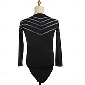 cheap Boys&amp;Men Figure Skating Costumes-Figure Skating Top Men's Ice Skating Tops Black Patchwork High Elasticity Training Competition Skating Wear Classic Crystal / Rhinestone Long Sleeve Ice Skating Figure Skating
