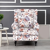 preiswerte Bezug für Ohrensessel-Ohrensesselbezug, floral gestreift, geometrisch bedruckt, Polyester-Überzug, Komplettbezug, moderner faltbarer Stuhl im koreanischen Stil, Sitzschutz, Sesselbezug