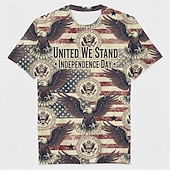  Patriótico Japonesa/Curta Graphic Tee EUA Retro Vintage Patriótico Camiseta 1776-2026 para Unisexo Adulto Impressão 3D  para Dia da Independência 4 de julho Festa