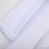 economico Sala da Ballo Standard-abito da ballo da sala da donna con fiori, in rete trasparente, a maniche lunghe, con volant sovrapposti, abito da competizione moderno standard, bianco e blu