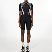 billige One Pieces Rash Guards-Dame Rash-guard One Pieces Lapper Ta igjen glidelåsen Boyleg Knelengde UV Beskyttelse Elastisk Kortermet Badetøy Badedrakt Surfing Snorkling Svømming Sommer