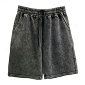 preiswerte Lässige Shorts-Herren Shorts Freizeitshorts Acid Wash Shorts Kordelzug Elastischer Bund Einheitliche Farbe Komfort Atmungsaktiv Knielang Täglich Streetwear Ferien Mode Retro Vintage Schwarz Marineblau Mikroelastisch