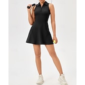 Недорогие Женское платье-Жен. Однотонный Теннисное платье Спортивное платье Без рукавов Застегнуться Влагоотводящие Дышащий Теннис Бег Фитнес Платья Черный Синий Лиловый Теннисная одежда