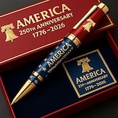 お買い得  アメリカ合衆国250周年-アメリカ建国250周年記念ペン、愛国心あふれる贈り物、セミクインセンテニアル限定版（1776-2026年）、アメリカ国旗デザインの金縁、高級コレクターズギフトボックス入り