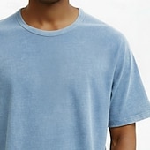 economico magliette di base-SoftFade™ T-Shirt in Cotone da Uomo Camicia Lavata T-Shirt Top Manica Corta Collo Rotondo Estate Primavera Color Solido Vintage Casual Distressed Stile Vintage Tinta in Fuga Casual Quotidiano Street