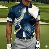 economico Polo da golf da uomo-Per uomo Marmo Golf Polo Sportivi Manica Corta Magliette polo Camicie con Colletto Casual Athleisure Bottoni Primavera &amp; Estate Blu Viola Verde