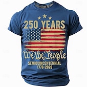 ieftine Tricouri 3D Bărbați-4 iulie 2026 Ziua Memorială de 250 de ani tricou bărbați 3D imprimat cu steagul SUA gât rotund mânecă scurtă de zi cu zi