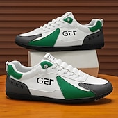 levne Pohodlné šněrovací boty-Pánské černo-béžové golfové tenisky, sportovní a pohodlné, ideální na golfová hřiště a aktivní pobyty