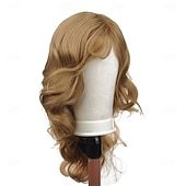 cheap Older Wigs-Silver Grey Wigs for Women, Shoulder Length Wavy Hair with Side Bangs, Natural Looking Heat Resistant Synthetic Wig for Daily Wear, Party