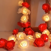 abordables Tiras de Luces LED-Guirnalda de luces rosas de 1,5 m y 10 LED con pilas para bodas, fiestas, hogar, terrazas, San Valentín, Día de la Madre, cumpleaños, luces decorativas.