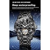 levne Mechanické hodinky-Nové pánské business hodinky značky Olevs s luminiscenčním displejem, věčným kalendářem a týdenním zobrazením. Plně mechanické hodinky s dutým rotorem pro běžné nošení, voděodolné, vhodné pro sport.