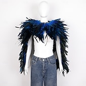 abordables Accesorios-Carnaval 2026 Accesorios de Samba del Carnaval de Río Capa Chal larga de plumas rojas para mujer con lazo de cinta disfraz de actuación del festival de Brasil