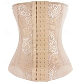Недорогие Фитнес-корсет Waist Trainer-Жен. Корректирующее белье Тренажер для талии На каждый день Чистый цвет Кружева Эластичная талия Повседневные Без рукавов Черный Бежевый Лето Весна Осень Зима Приталенный крой