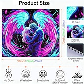 cheap Blacklight Tapestries-Blacklight Tapestry UV Reactive Wall Hanging Glow in the Dark Angel Wings Wall Art Blacklight Poster for Bedroom Party Dorm and Festival Decor