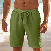 cheap Retro-Men's Shorts Summer Shorts Beach Shorts Baggy Shorts Drawstring Elastic Waist Straight Leg Plain Comfort Breathable Short Casual Daily Outdoor Classic Style Retro Vintage Black White Inelastic