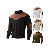 abordables Polo clásico para hombre-Hombre Polo Camisetas polo Vacaciones Calle Cremallera de un cuarto Manga Larga Moda Básico Bloque de color Retazos Bolsillo Otoño invierno Ajuste regular Negro Blanco Color Caquí Verde Ejército Polo