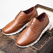 baratos Sapatos Oxford-Tênis casual masculino marrom – design elegante e confortável com cadarço, ideal para casamentos e eventos informais.