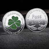  Lucky Challenge Coin with Four Leaf Clover Good Luck St. Patrick's Day Gift Pocket Amulet for Protection and Fortune, Collectible Coin with Acrylic Case