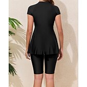 Χαμηλού Κόστους Rash Guards One Pieces-Γυναικεία Πρότυπο Προστατευτικά Τανκίνι και μπικίνι για σέρφινγκ Μαγιό Μονόχρωμο Κουμπώσου Προστασία UV Ελαστικό Κοντομάνικο Μαγιό Σέρφινγκ Καταδύσεις Κολύμβηση Καλοκαίρι