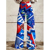  250º Aniversario de EE. UU. Retro Antiguo Años 70 Pantalones Pantalones de pierna ancha Hippie Disco Alta cintura Disfraz Mujer Mascarada 4 de julio Día de la Independencia Adulto Pantalones