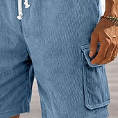 economico Pantaloncini casual-Per uomo Shorts Pantaloncini casual Pantaloncini di velluto a coste Tasca Elastico in vita Semplice Comodità Traspirante Corto All'aperto Vacanza Abbigliamento quotidiano Moda Streetwear Blu Nero