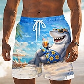 abordables Animaux &amp; Oiseaux-Homme Dessin animé Hippopotame Tortue de mer Maillots de bain Shorts de bain Shorts de Surf Taille Moyenne Drôle Hawaïen Vacances à la Plage Poches Latérales doublure en maille Taille élastique avec
