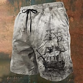 economico Retro Vintage &amp; Etica-Per uomo Nautico Barca a vela Trama grunge Costumi da bagno Pantaloncini da mare Pantaloncini da Surf Misura del girovita medio Retrò Vintage All'aperto Vacanza Abbigliamento Quotidiano Tasche