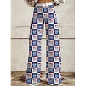  250º Aniversario de EE. UU. Retro Antiguo Años 70 Pantalones Pantalones de pierna ancha Hippie Disco Alta cintura Disfraz Mujer Mascarada 4 de julio Día de la Independencia Adulto Pantalones