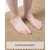 olcso Fürdőszobai szőnyeg-egyszínű, gofris szövésű fürdőszobaszőnyeg, nedvszívó, csúszásmentes fürdőszobai WC-ajtószőnyeg zuhanyzóhoz és mosdóba