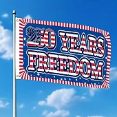 cheap America 250-US 250th Anniversary Flag "250 Years of Freedom" Banner with Stars and Stripes Design Patriotic Commemorative Decor for Semiquincentennial Celebrations 4th of July Independence Day