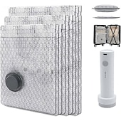 baratos armazenamento de bagagem e viagem-Conjunto de sacos de compressão a vácuo sem fio para viagem com bomba recarregável, cinza, reutilizáveis, transparentes, para organizar roupas, ideal para bagagem, armário e malas de viagem.