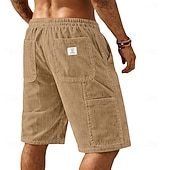 cheap Casual Shorts-Men's Shorts Summer Shorts Casual Shorts Corduroy Shorts Pocket Elastic Waist Plain Comfort Breathable Knee Length Daily Outdoor Streetwear Vacation Fashion Blue Black Micro-elastic
