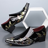 economico Mocassini-scarpe da sposa artistiche in similpelle da uomo – stampa coccodrillo nera e multicolore con dettagli unici, scarpe audaci e creative per matrimoni ed eventi speciali