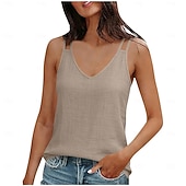 olcso Alapvető műszálas ingek-Női Nyári felsők Zsinór Tömör szín Elegáns Tropikus Napi Ujjatlan Ujjatlan V-alakú Normál felsők Napi Munka Szabadság Fűzöld Fekete Fehér Világoszöld Rubin Nyár Tavasz Ősz