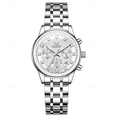 abordables Montres à quartz-Cadeau de la fête des mères OLEVS montre-bracelet pour femmes calendrier lumineux décontracté montre en acier inoxydable