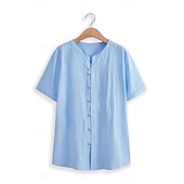 abordables Vacances-Homme Chemise Chemise en lin Chemise d'été Tenue de plage Chemise à col officier Chemise Boutonnée Uni Occasionnel Quotidien Noir Blanche Kaki Gris Manche Courte Col mandarin Été Vêtement Tenue