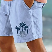 voordelige Vakantie-Voor heren Kokosnootboom Schelp Tropische planten Korte broek Strandshorts Katoenen shorts Medium Taille Hawaii Casual Dagelijks Strand Feestdagen Zijzakken Elastische tailleband met trekkoord