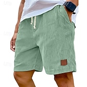 economico Pantaloncini casual-Per uomo Pantaloncini Estivi Pantaloncini casual Pantaloncini di velluto a coste Tasca Coulisse Elastico in vita Semplice Comodità Traspirante Corto All'aperto Vacanza Canotta sportiva Casual Nero