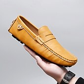 billiga Casual loafers-Herrloafers i läder – bekväma slip-ons för vardagsbruk, kontor och resor
