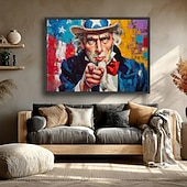  Art mural en toile patriote Uncle Sam peinture colorée de drapeau américain décoration doigt pointant toile moderne Americana