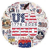  55 патриотических наклеек к 250-летию независимости, виниловые водонепроницаемые наклейки с американским флагом для бутылок с водой, украшения для ноутбуков ко Дню независимости 4 июля.