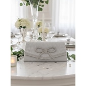baratos Casamento ACC-bolsa clutch azul com glitter e detalhe de laço de strass, bolsa de noite elegante para mulheres, perfeita para casamentos, festas e eventos formais prata preto azul