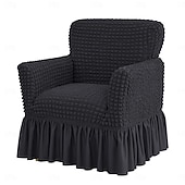 cheap Sofa Cover-Stretch Seersucker Armchair Slipcovers with Skirt, 1-Piece Chair Cover with Arms, Soft Stretch Accent Chair Slipcovers, Non-Slip Washable Furniture Protector for Living Room Decor