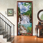 abordables Bannières de Garage et de Porte-Bannière 3D représentant une vieille ruelle, des escaliers en pierre, une vue de rue méditerranéenne, un rideau de porte réaliste et pittoresque, idéal pour la décoration de votre porte d'entrée.