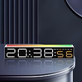 お買い得  スマートデコレーションライト-デジタル目覚まし時計、寝室用デジタル時計、10色に変化するナイトライト、DST、明るさ調節可能、ベッドサイド用ダイナミック音楽同期、ゲーミングPC &amp;テレビのバックライトストリップの装飾