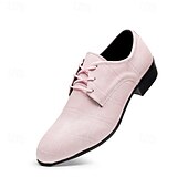 Χαμηλού Κόστους Derby παπούτσια-Ανδρικά ροζ παπούτσια με ανάγλυφο κροκόδειλο, δερμάτινο επάνω μέρος με κορδόνια, μοντέρνο στυλ, ιδανικά για μοντέρνους άνδρες σε γάμους και εκδηλώσεις